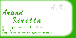 arpad kirilla business card